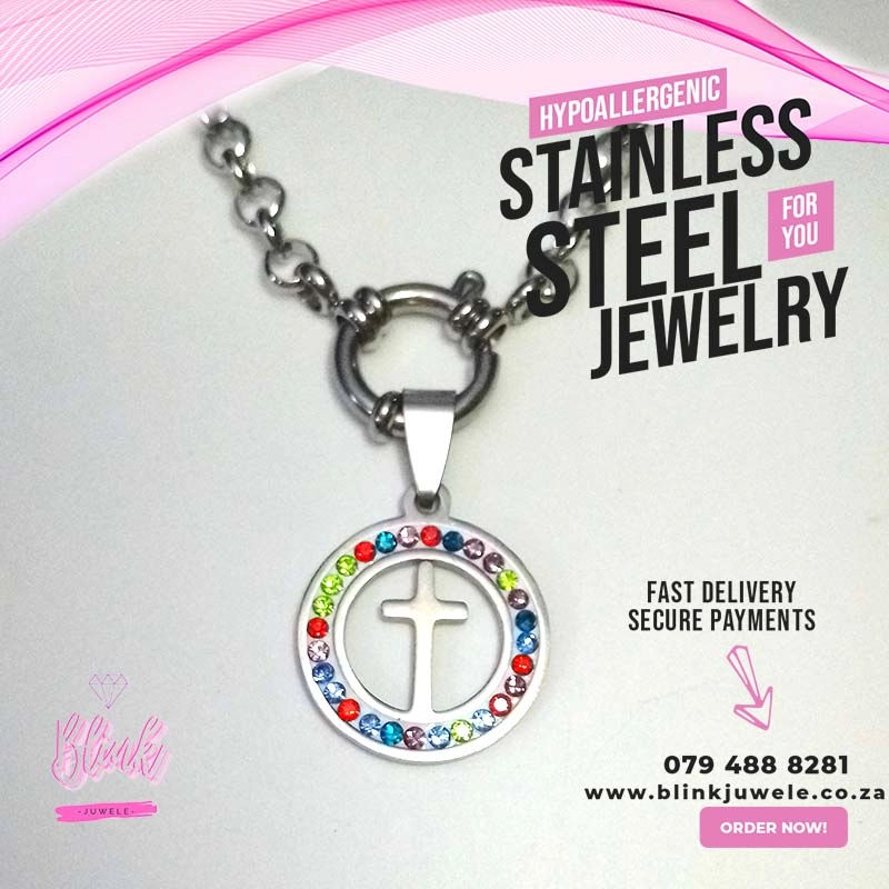 Color Crystal Cross Necklace