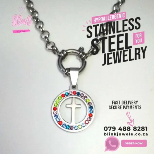 Color Crystal Cross Pendant