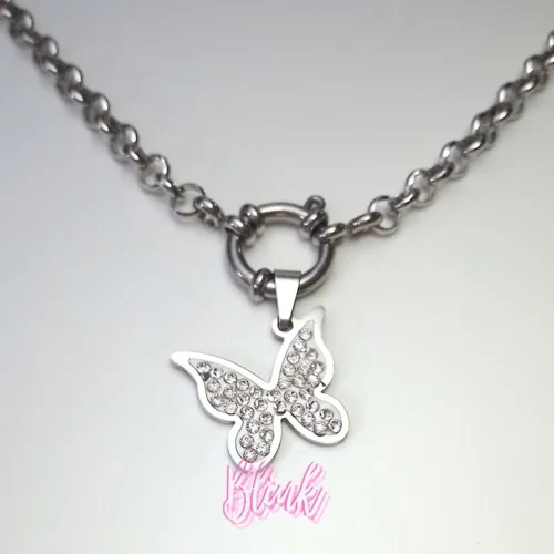 Crystal Butterfly Necklace Pendant