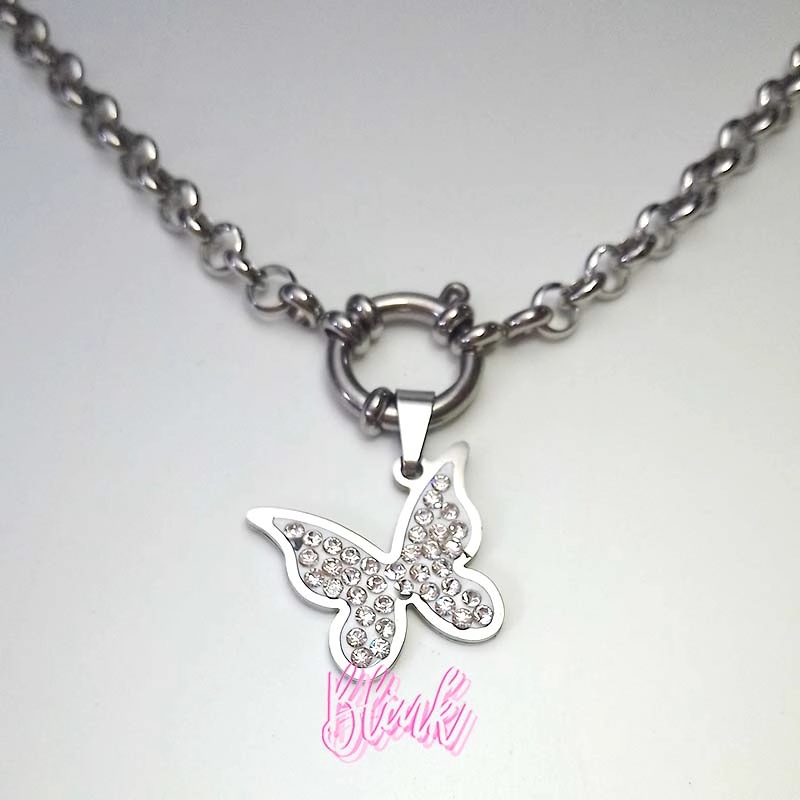 Crystal Butterfly Necklace Pendant