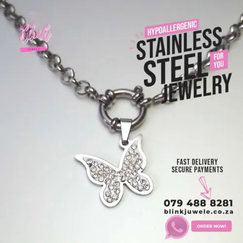 Crystal Butterfly Necklace Pendant