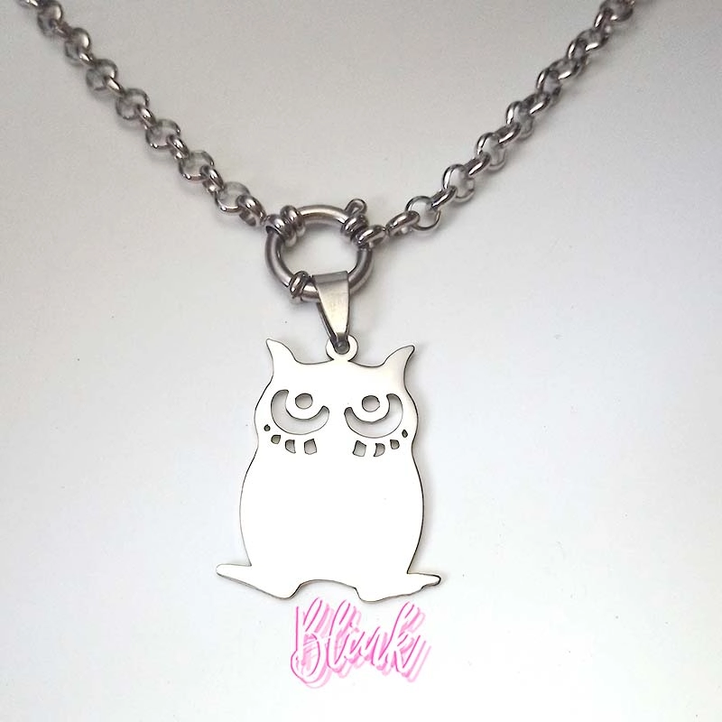 Large Owl Necklace Pendant Stainless Steel jewelry Pretoria Blink Juwele Large Owl Necklace Pendant