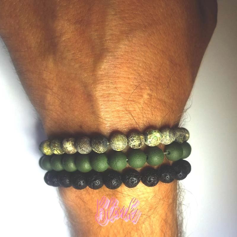 Mens Stone Stack Bracelet Set