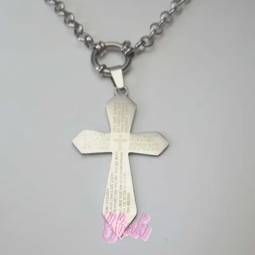 Pointy Lords Prayer Cross Necklace