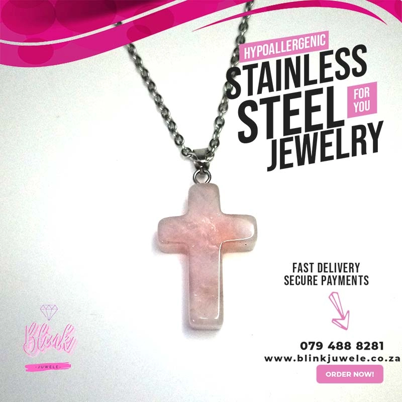Rose Quartz Cross Necklace