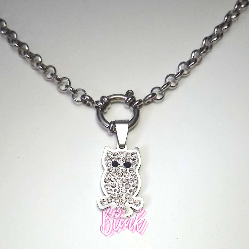 Small Crystal Owl Necklace Pendant