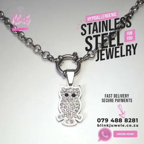 Small Crystal Owl Necklace Pendant