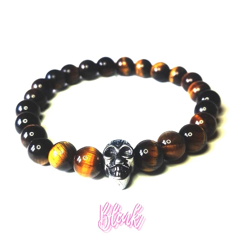 Tigers Eye Bracelet with Skull Charm