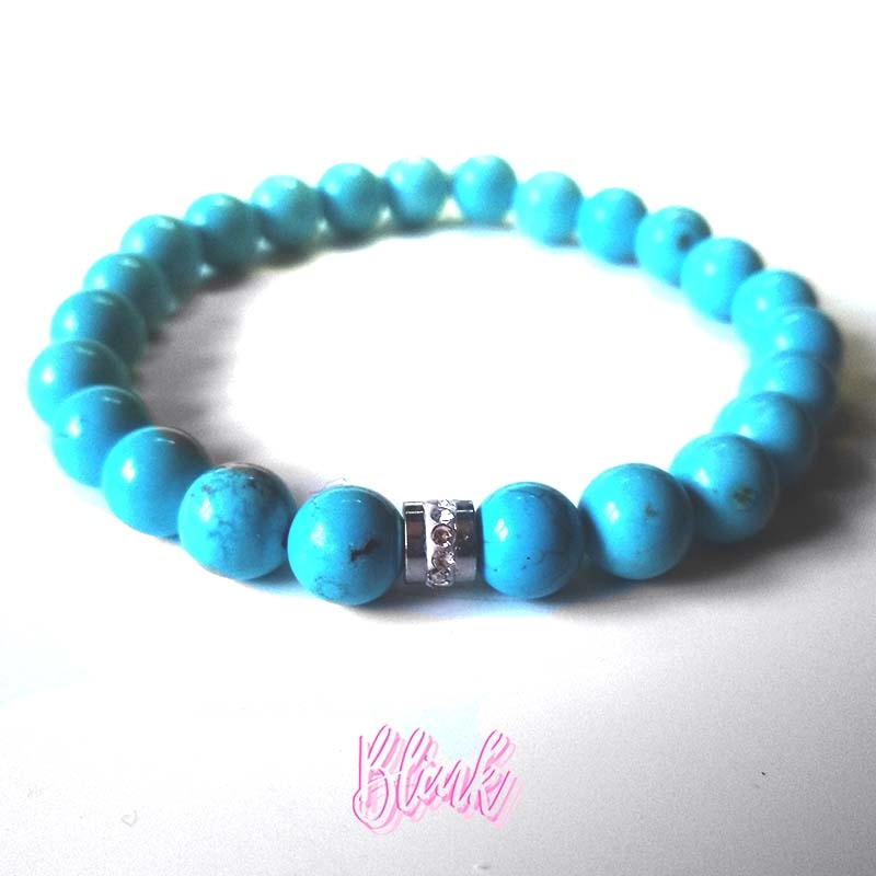 Turquoise Bracelet with Crystal Charm