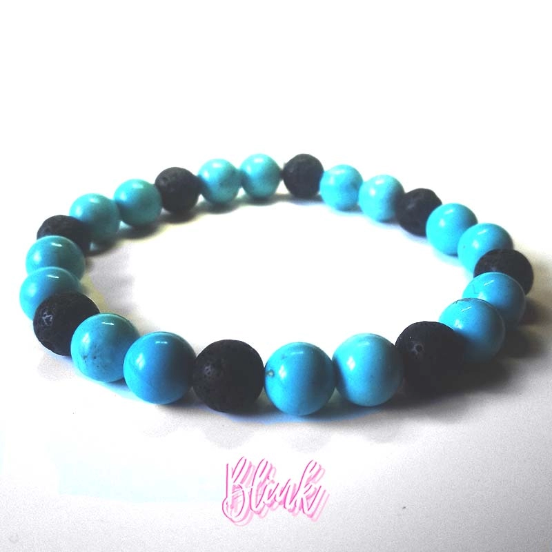 Turquoise and Lavastone Bracelet