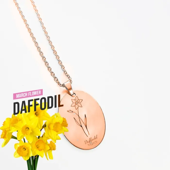 Rose Gold March Birth Month Flower Necklace