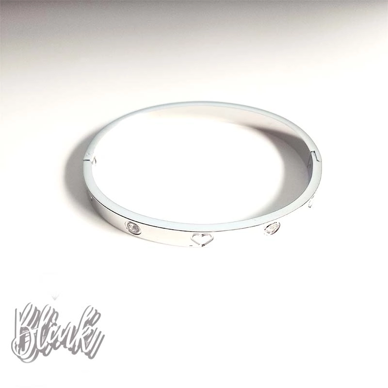 Heart Crystal Clip On Bangle